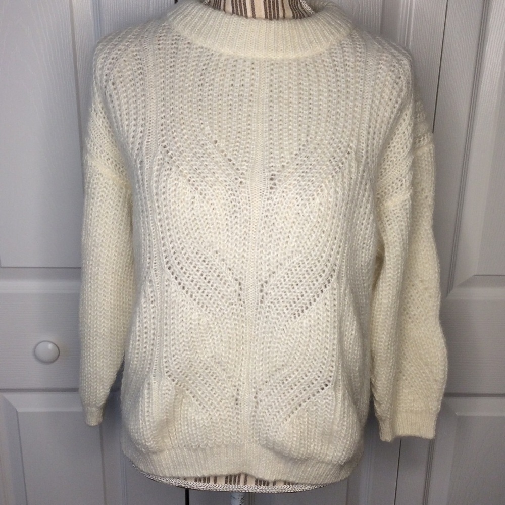 Massimo Dutti cream mohair blend knit sweater